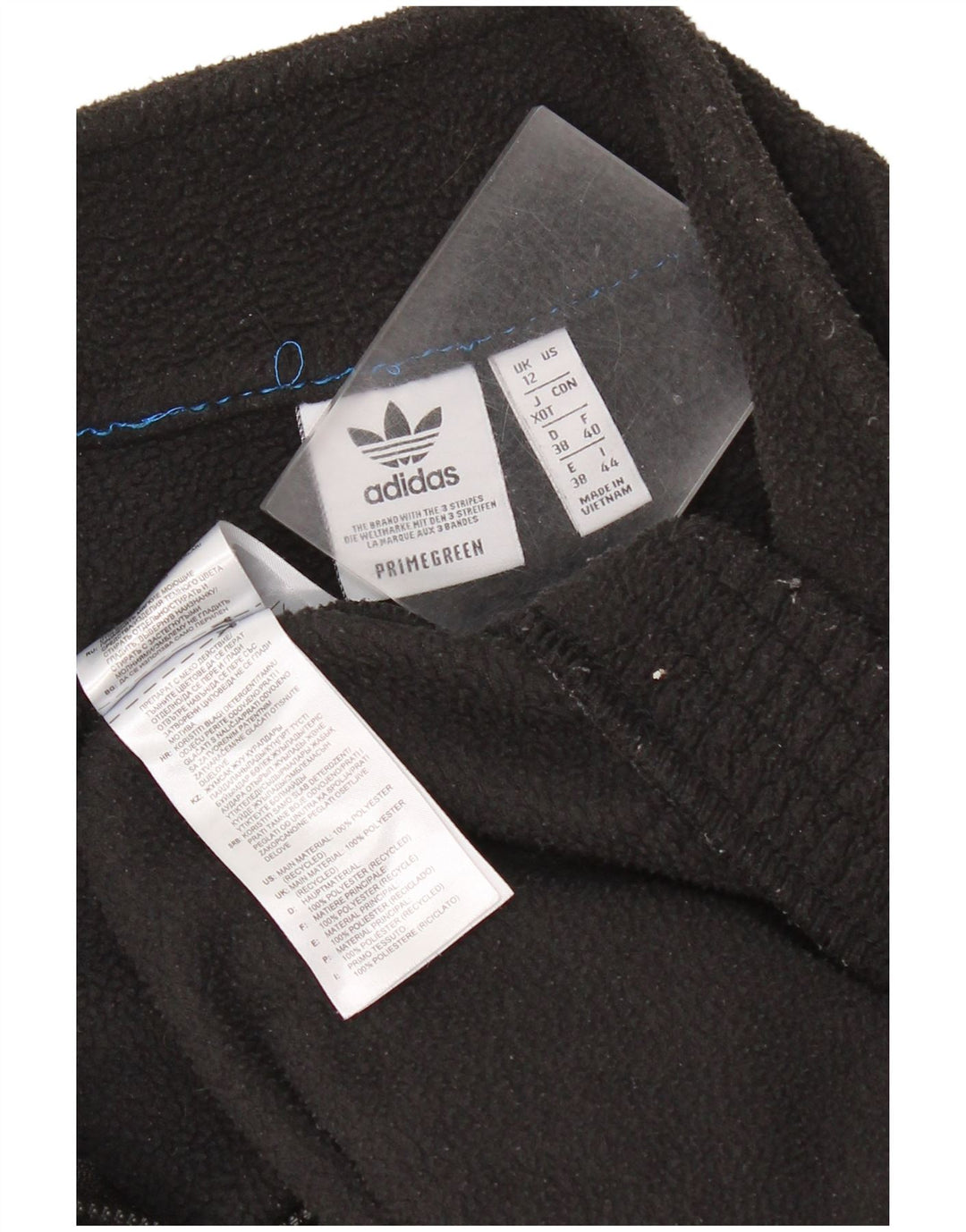 Adidas - Jersey de forro polar extragrande con cuello y cremallera para mujer, talla M, poliéster negro