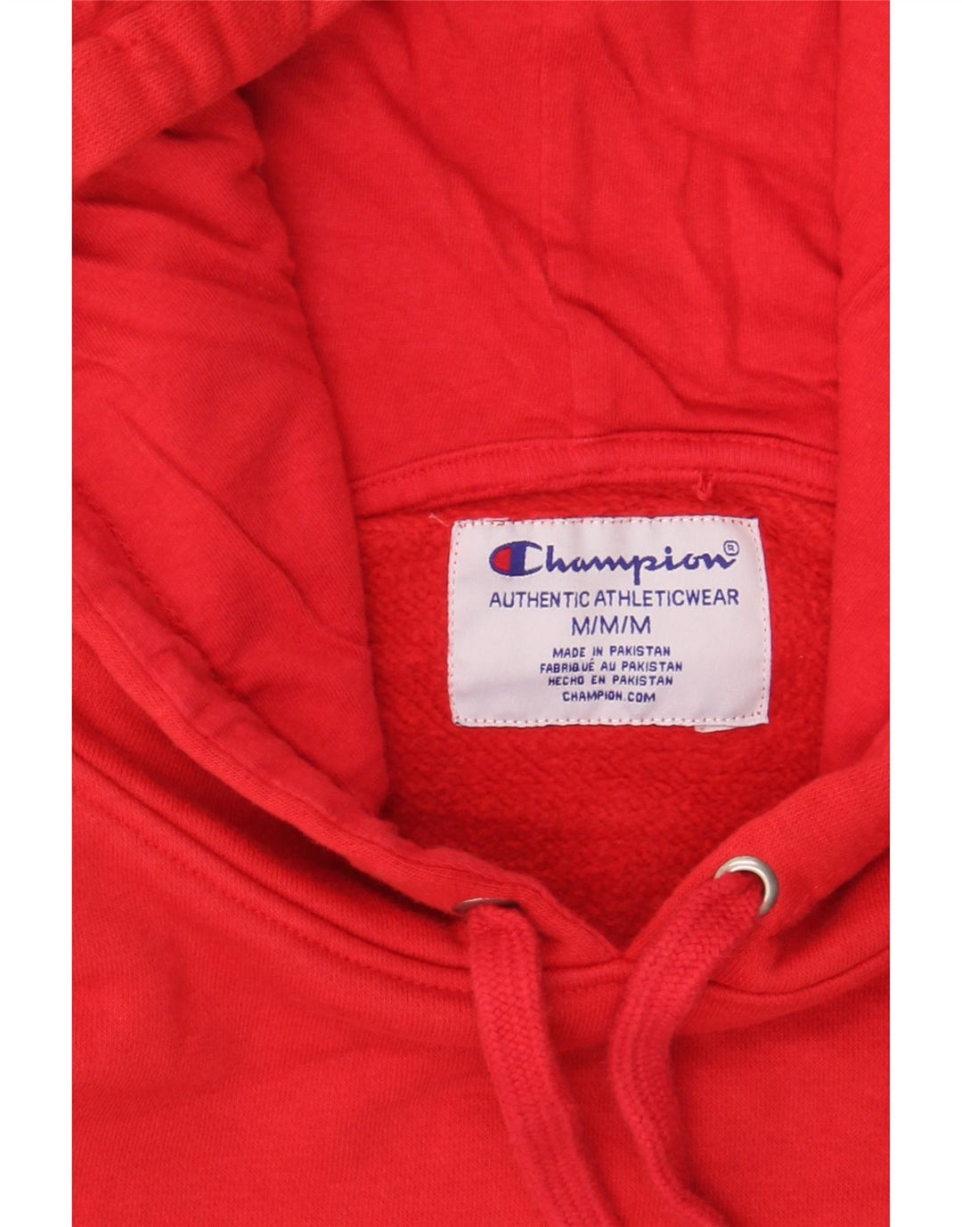CHAMPION Mens Graphic Hoodie Jumper Medium Red Cotton Vintage Champion and Second-Hand Champion from Messina Hembry 