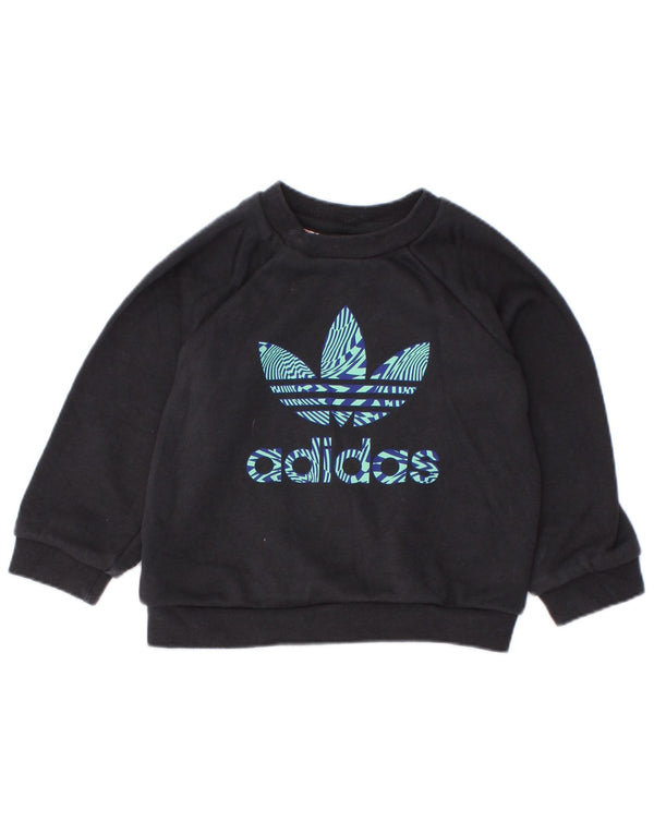 Adidas - Sudadera con estampado gráfico para bebés de 6 a 9 meses, algodón negro