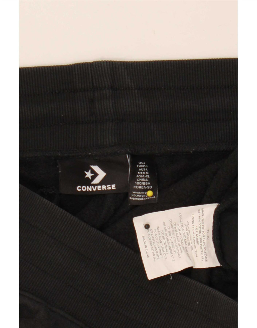 Converse Hombre Pantalones De Chándal Joggers Grande Algodón Negro