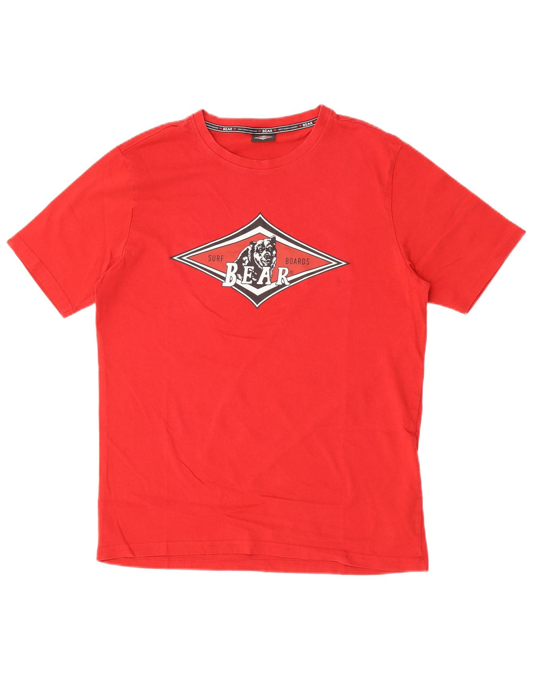 Bear - Camiseta gráfica para hombre, parte superior de algodón rojo medio