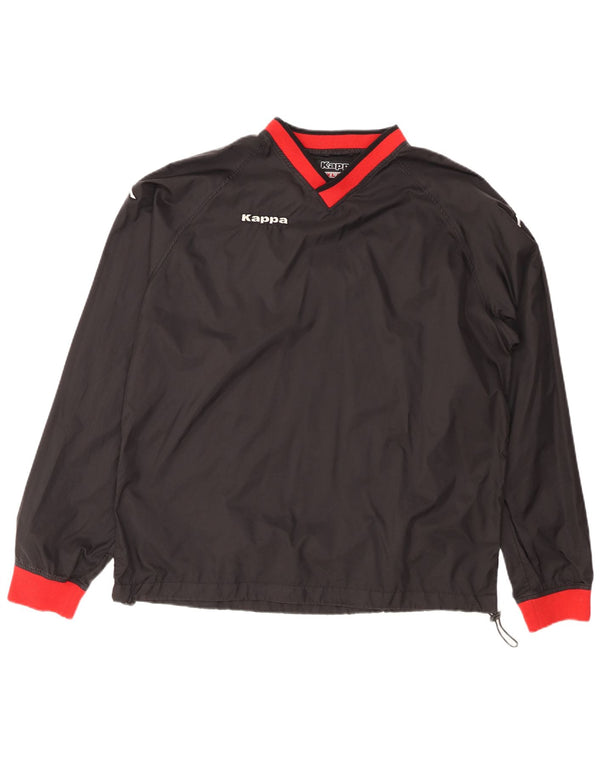 KAPPA Hombre Jersey Chándal Top 2XL Negro Colorblock Poliéster