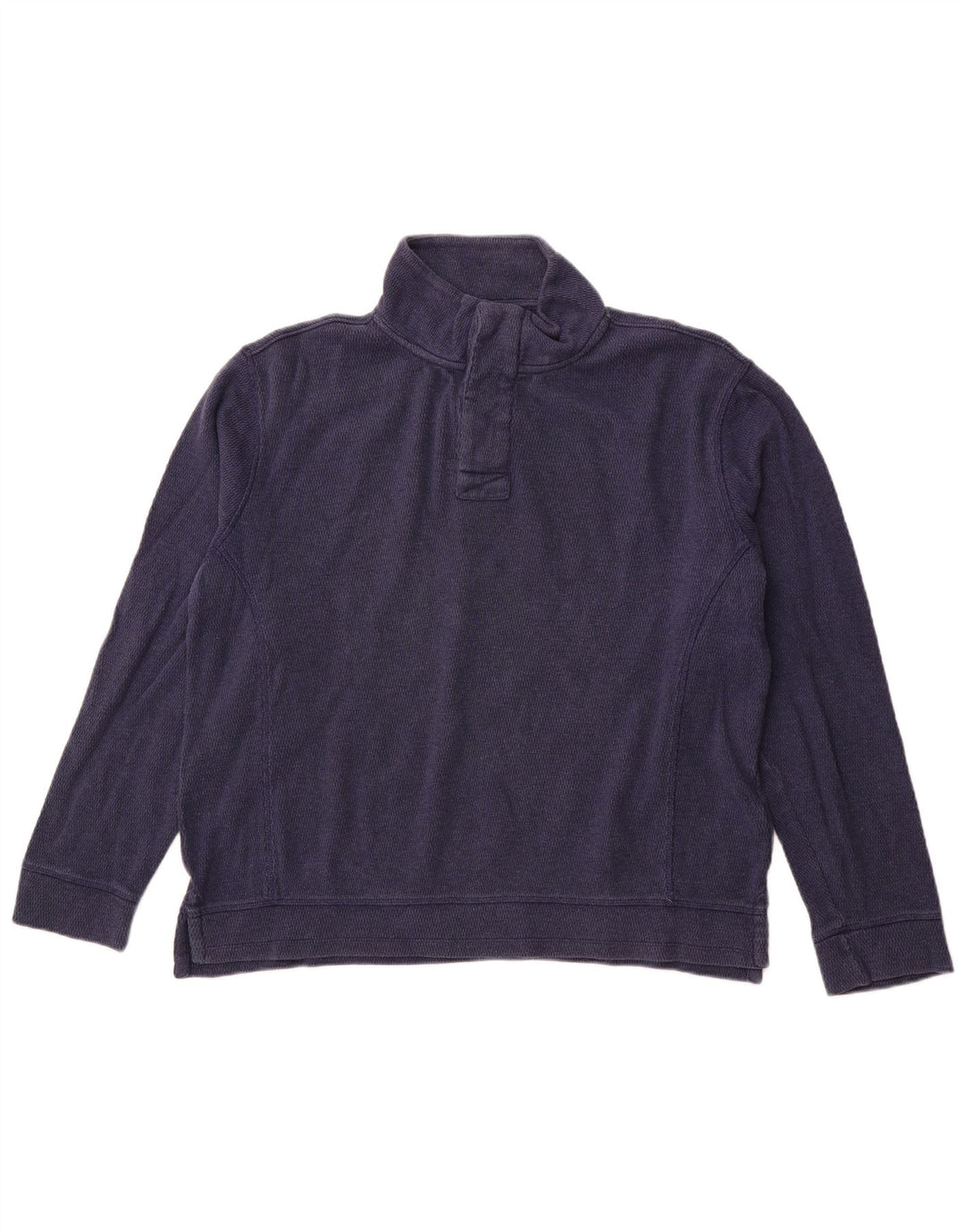 FAT FACE Mens Button Neck Sweatshirt Jumper Large Navy Blue Cotton