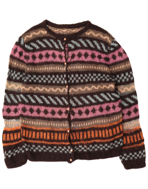Vintage mujer Cardigan suéter Reino Unido 16 grande multicolor rayas