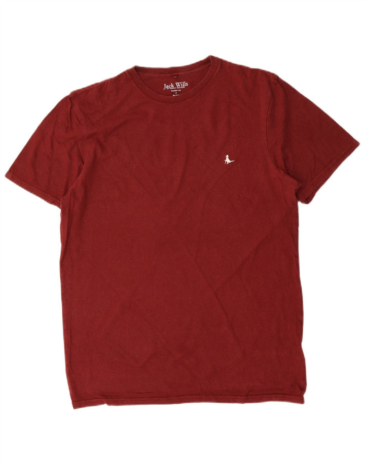 JACK WILLS Camiseta de corte clásico para hombre Top Small Borgoña Algodón