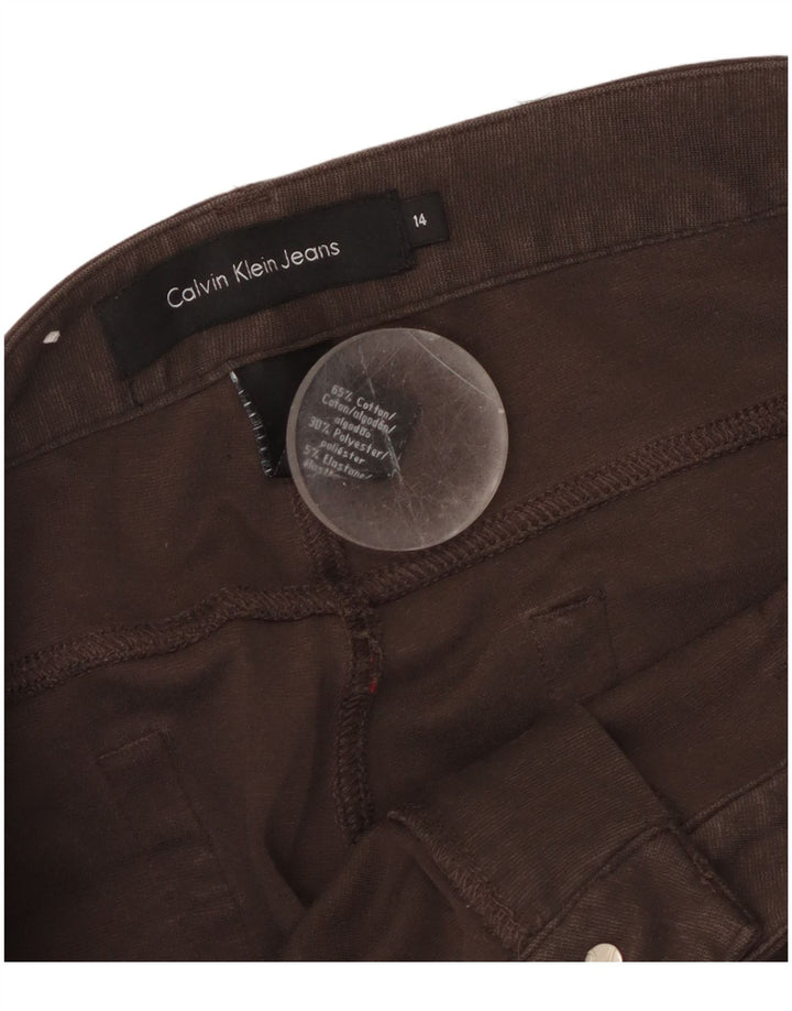CALVIN KLEIN Pantalones casuales rectos para mujer US 14 XL W36 L27 Algodón marrón