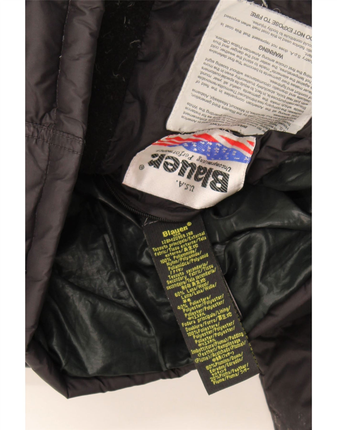 Blauer Chaqueta acolchada con capucha para hombre UK 42 Large Poliamida negra