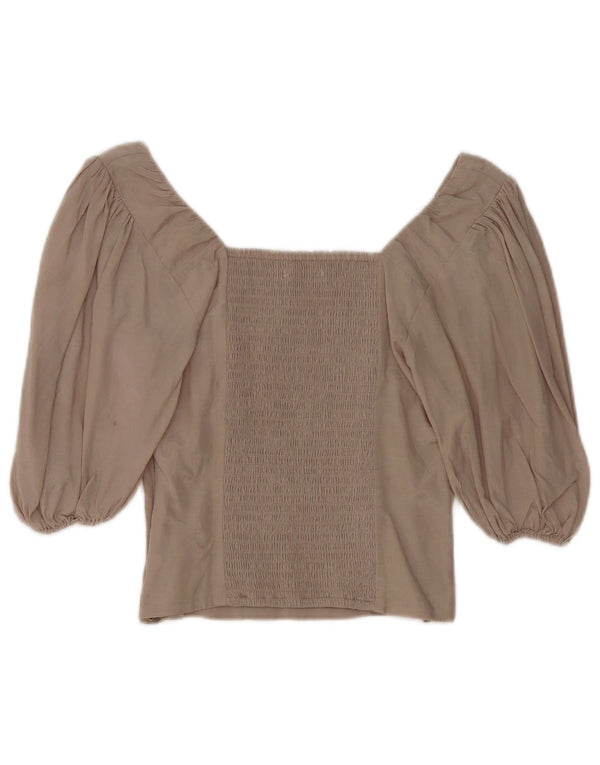 Abercrombie & Fitch Womens Crop Blouse Top UK 2 2XS Beige Viscose