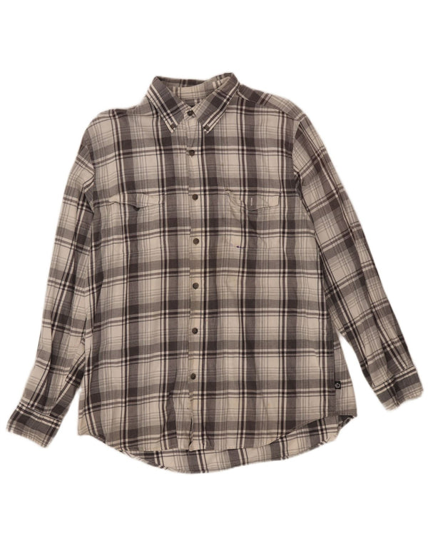Chaps Camisa de franela para hombre Algodón a cuadros gris grande
