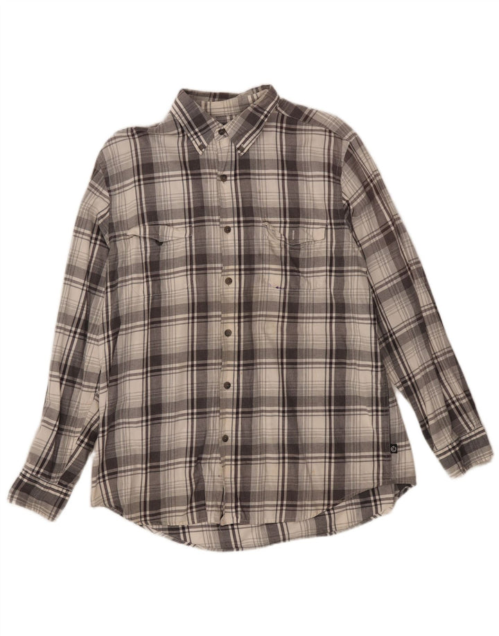 Chaps Camisa de franela para hombre Algodón a cuadros gris grande