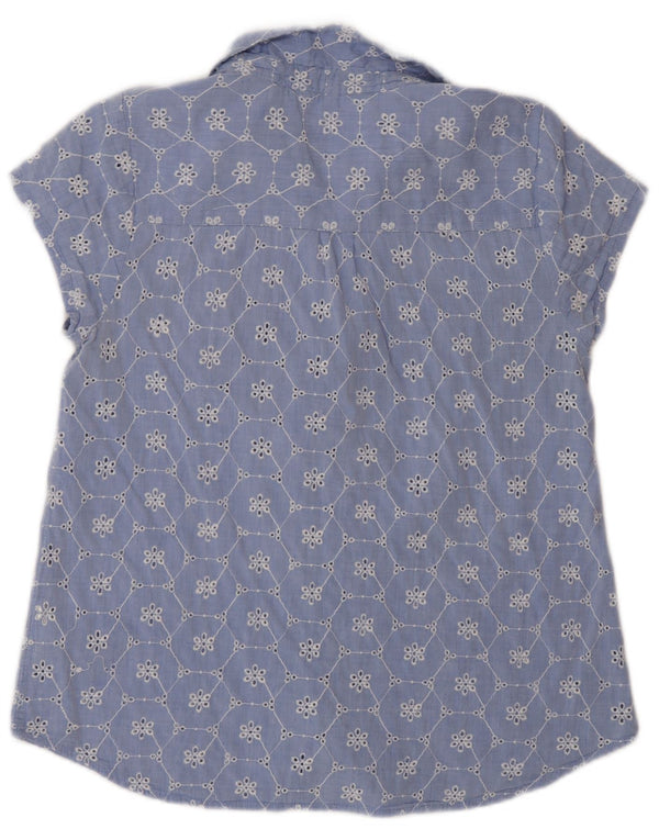 Camisa de manga corta para mujer White Stuff UK 40 Algodón floral azul medio