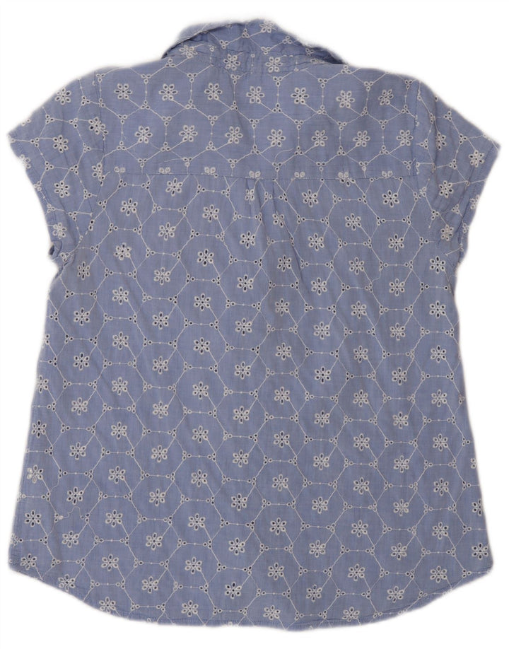 Camisa de manga corta para mujer White Stuff UK 40 Algodón floral azul medio