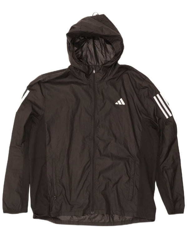Adidas Chaqueta impermeable con capucha Aeroready para hombre UK 42 XL Poliéster negro
