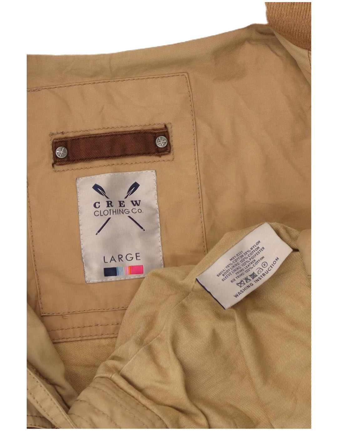 Crew Clothing Chaqueta bomber para hombre UK 40 Grande Algodón beige