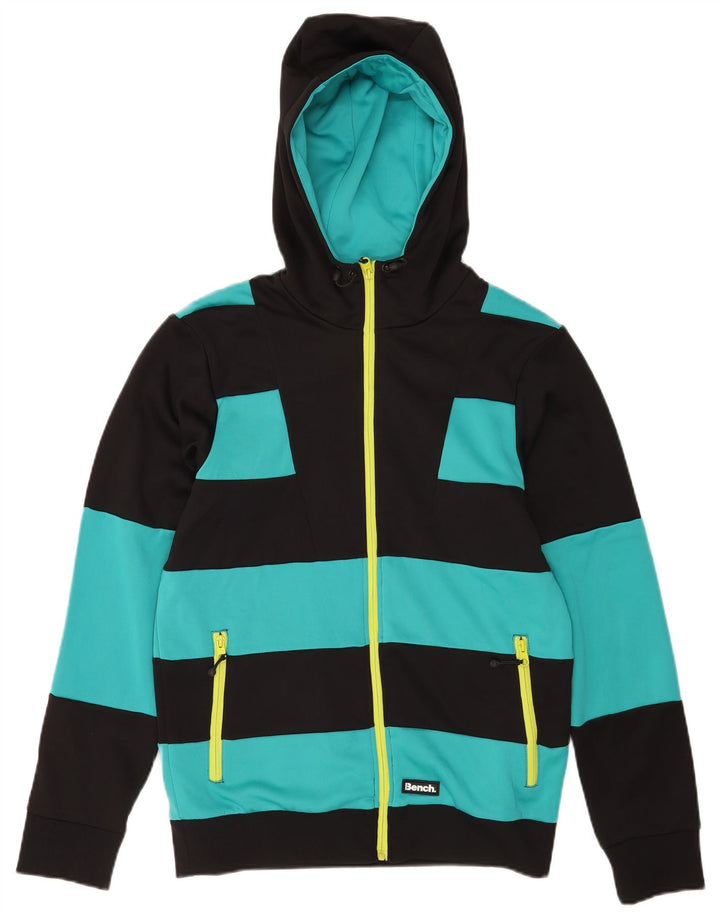 Bench - Sudadera con capucha y cremallera para hombre, poliéster color block, color negro mediano