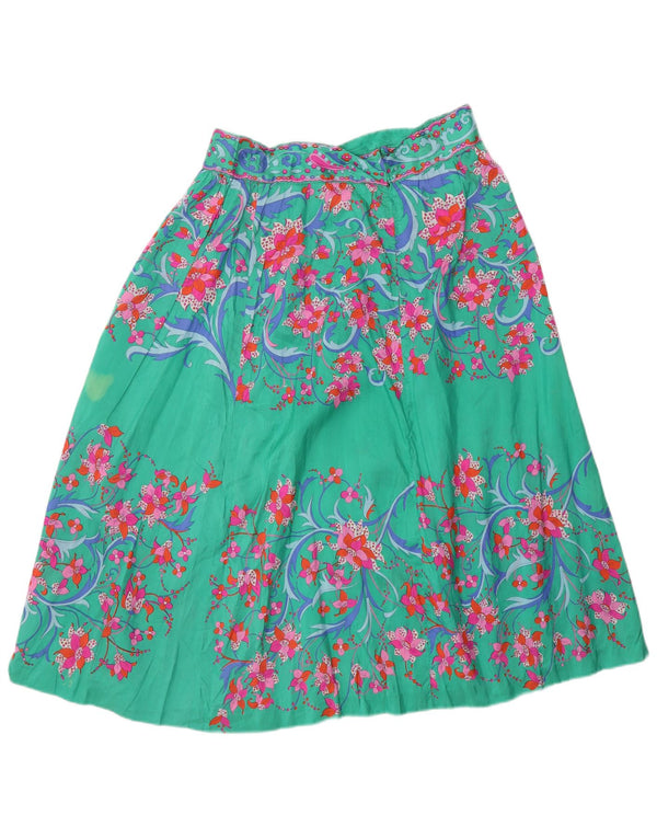 Falda acampanada vintage para mujer W28 Floral verde medio