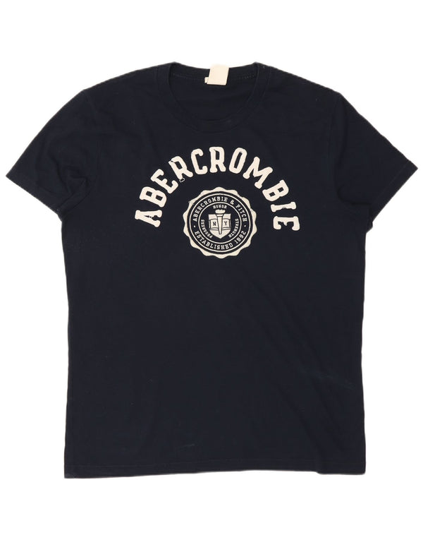 Abercrombie & Fitch - Camiseta con estampado muscular para hombre, talla grande, azul marino