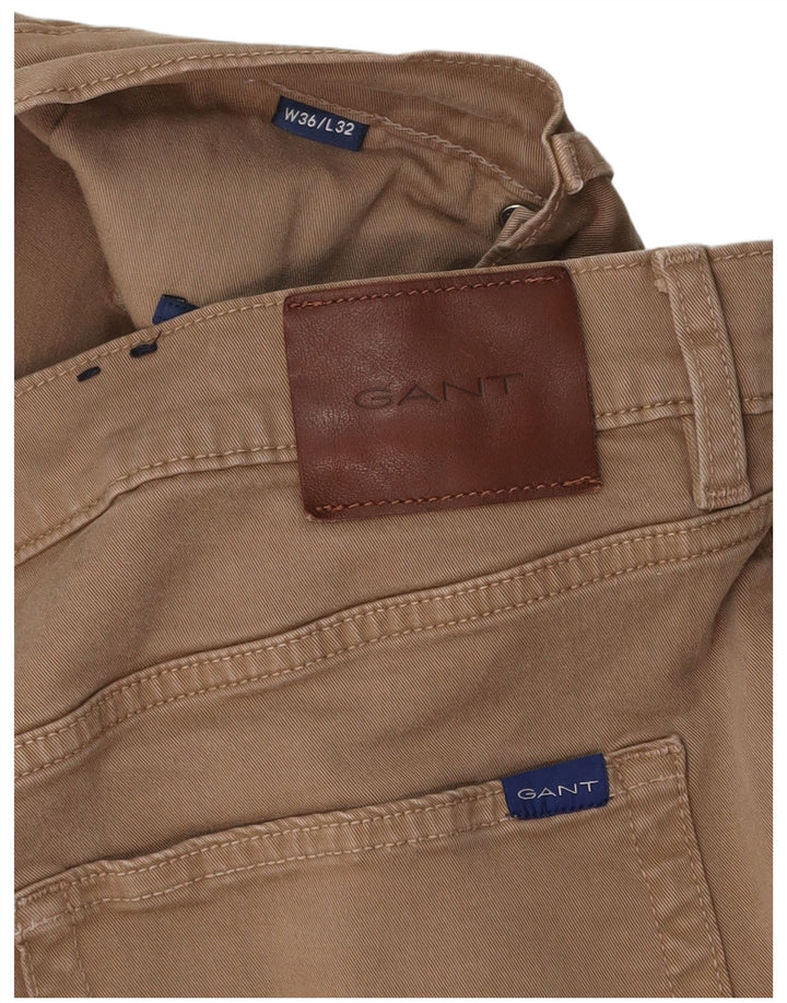 GANT Pantalones informales ajustados para hombre W36 L32 Algodón beige