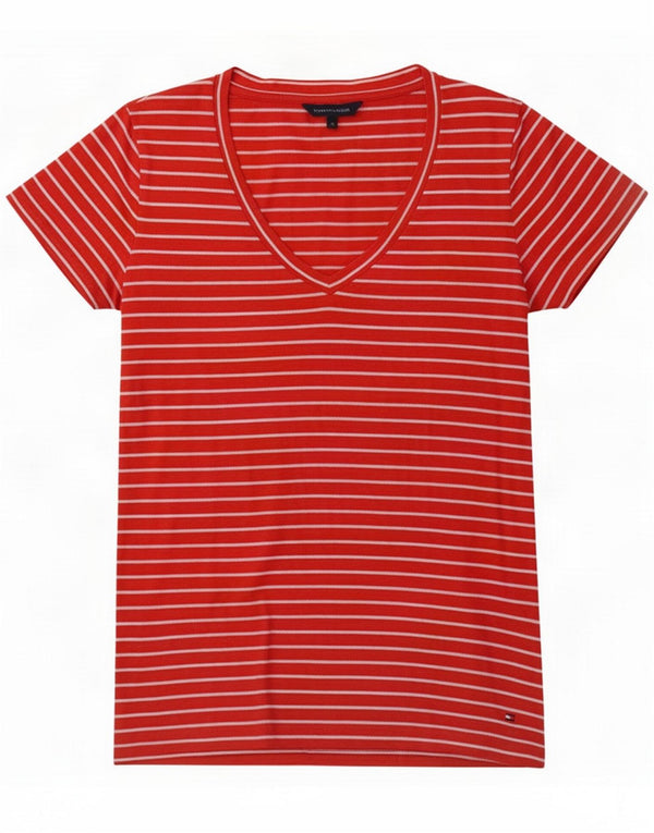 Tommy Hilfiger Camiseta para mujer Top UK 10 Small Red Stripe Cotton