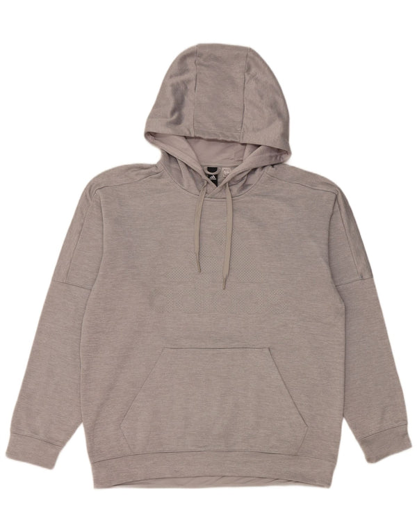 Adidas Mens Climawarm Graphic Sudadera con capucha Jumper Grande Gris Poliéster