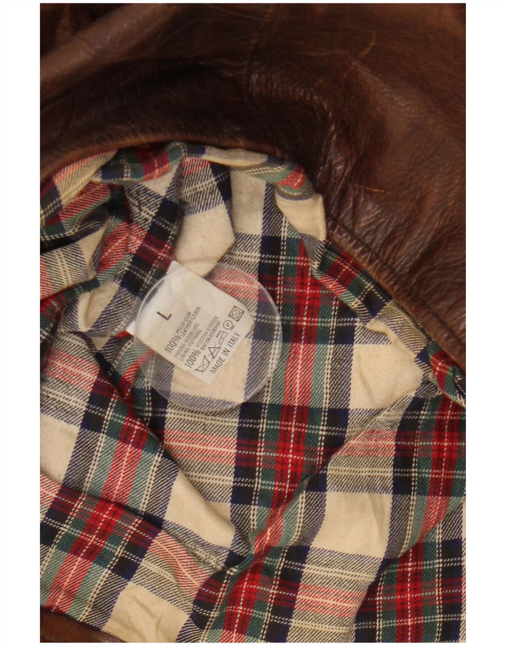 Americanino Chaqueta de cuero extragrande para mujer UK 46 Cuero marrón grande