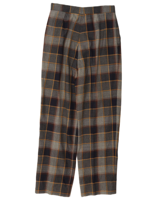 Vintage mujer cintura alta pegado pantalones casuales W26 L28 cuadros grises