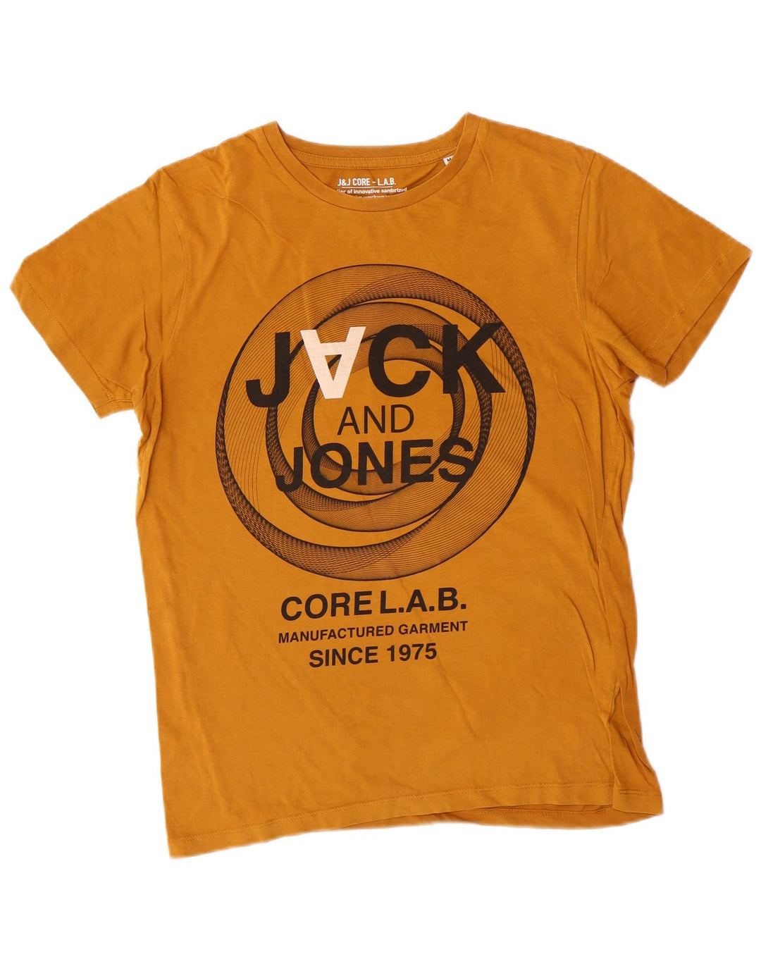 JACK & JONES Hombre Camiseta Gráfica Top Algodón Amarillo Medio