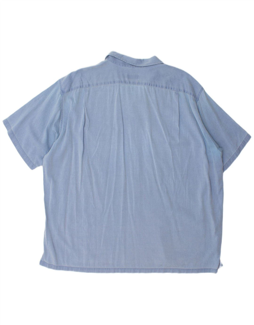 LACOSTE Camisa de manga corta para hombre Talla 45 XL Algodón a rayas azul