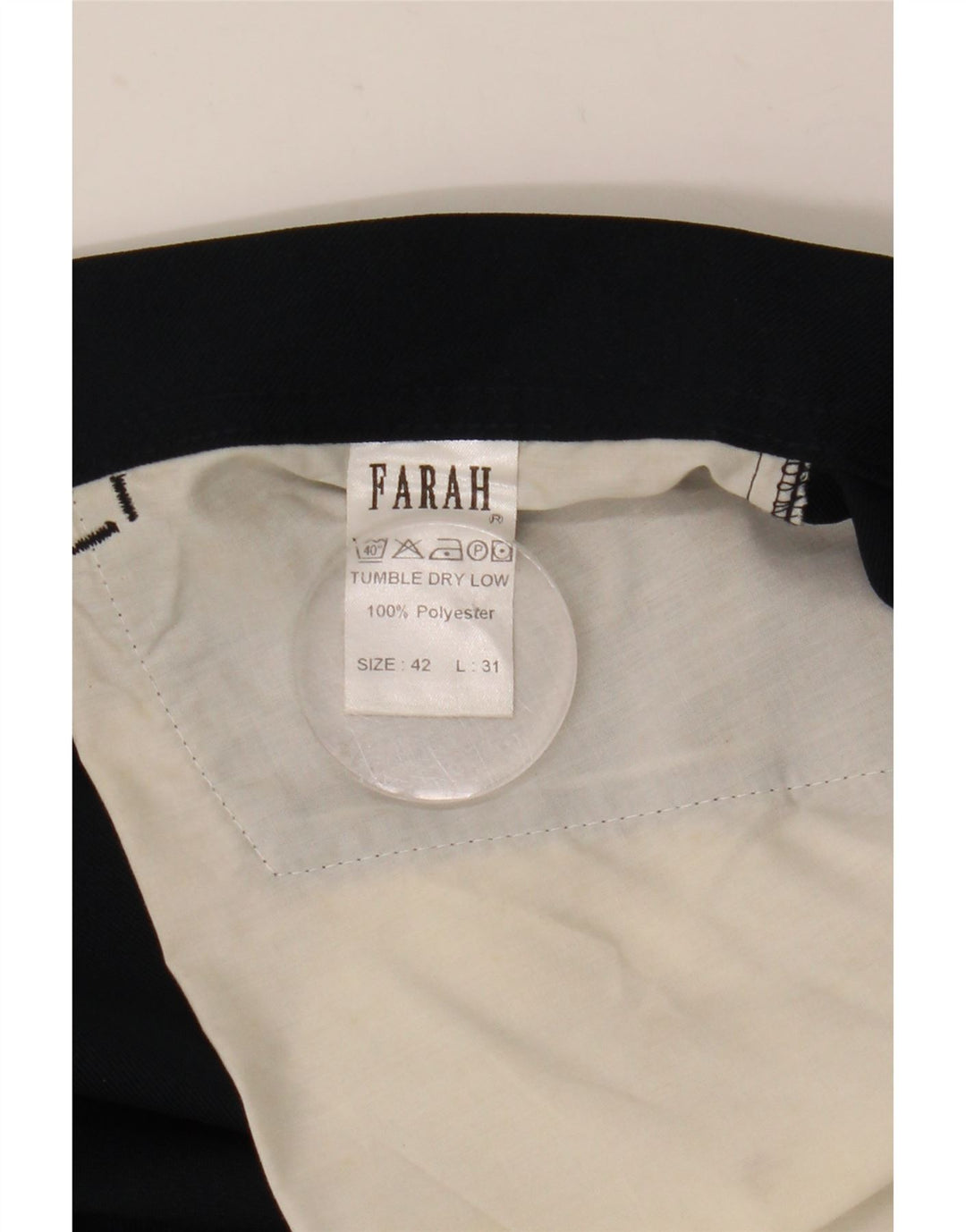 Farah Pantalones Casuales Rectos Para Hombre W42 L31 Poliéster Azul Marino