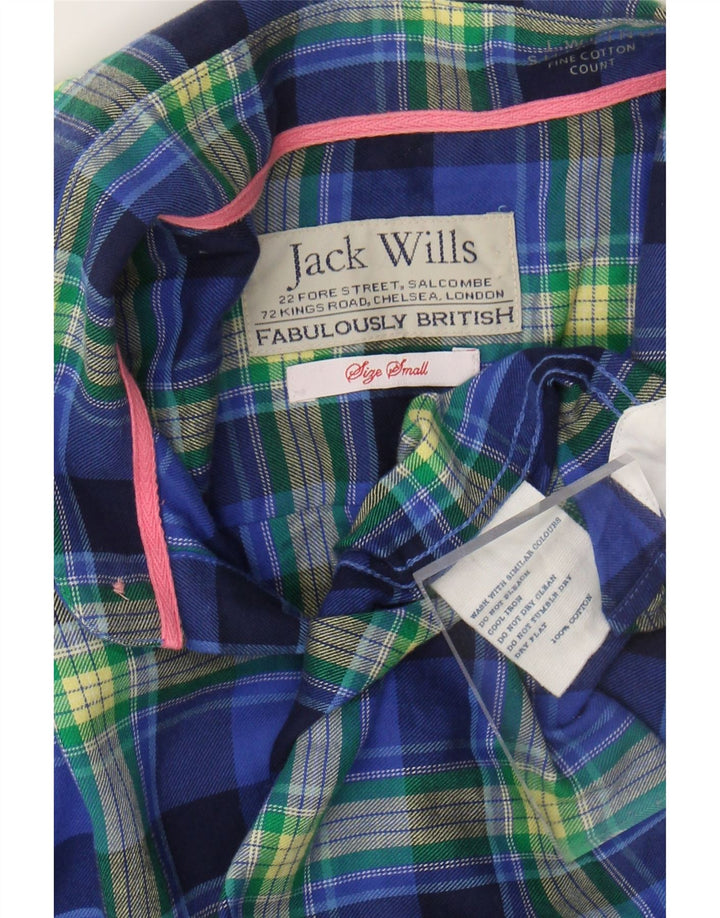 JACK WILLS Mens Flannel Shirt Small Blue Check Cotton