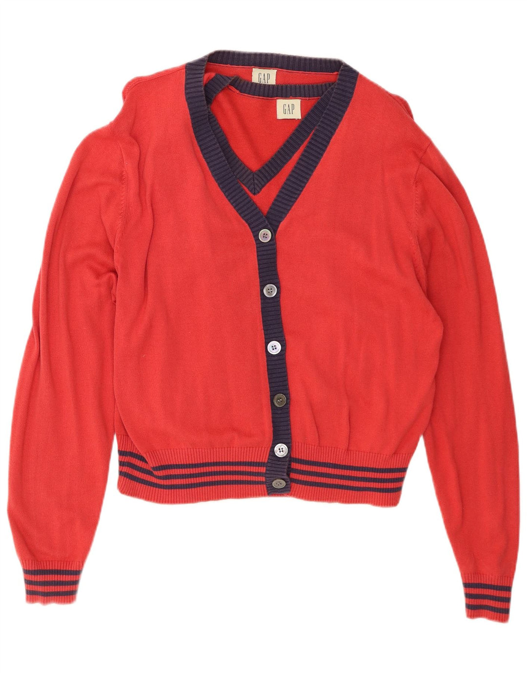 GAP Suéter tipo cárdigan corto para mujer Reino Unido 44 Grande Rojo Colorblock