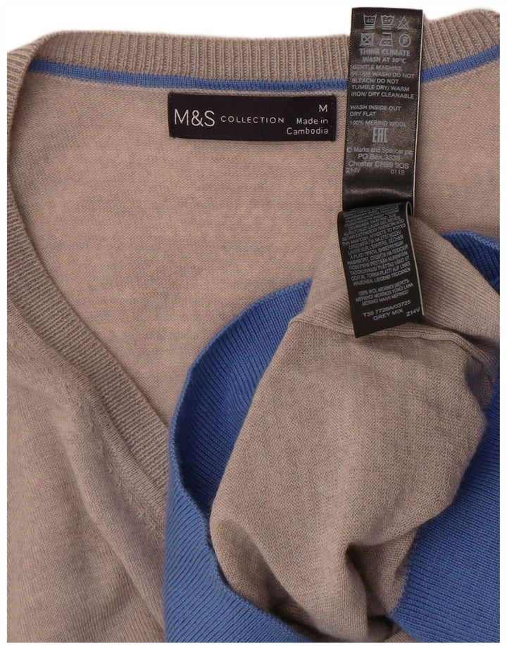 Marks & Spencer Jersey con cuello en V para mujer UK 44 Gris medio Colorblock