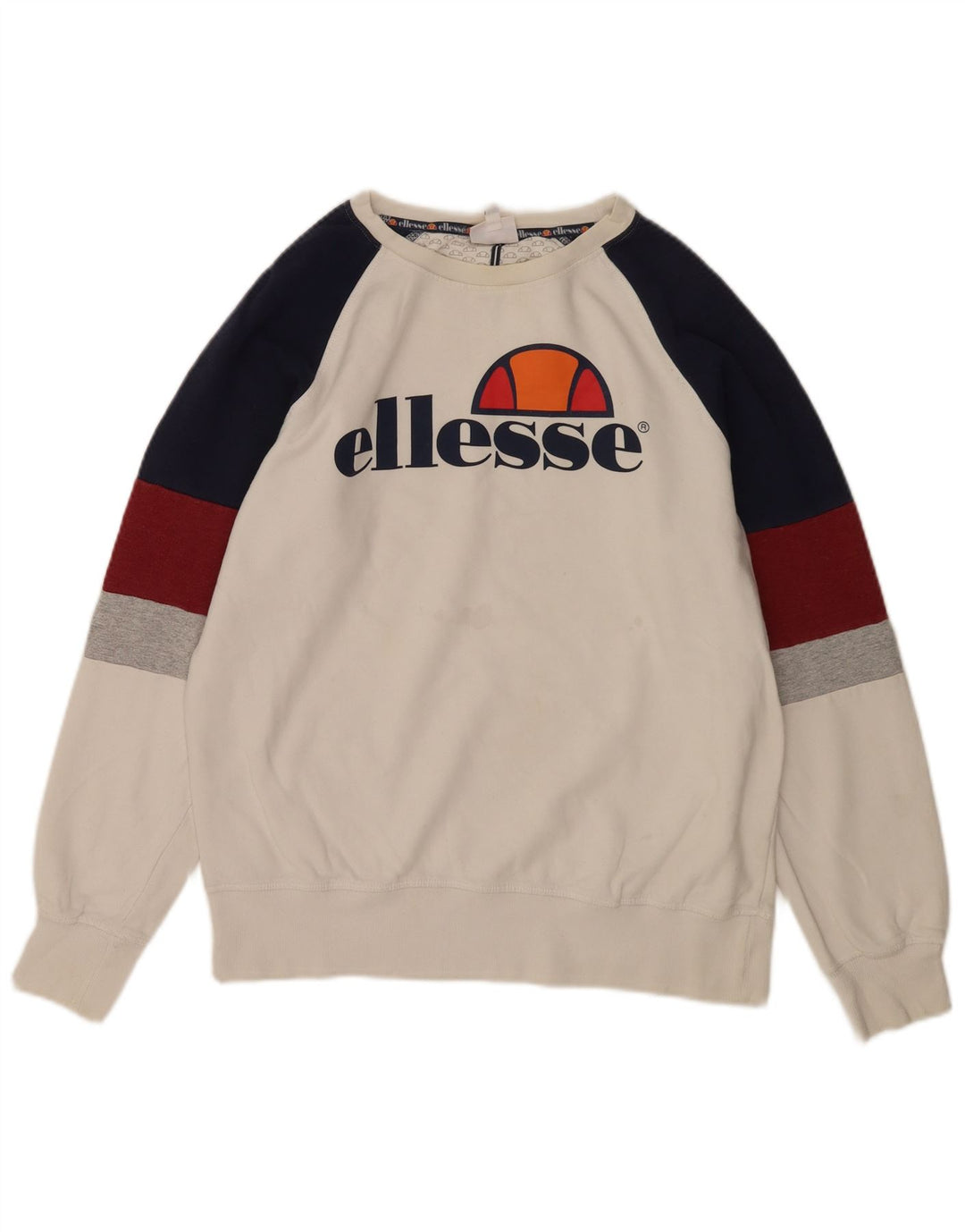 Ellesse Hombre Sudadera Gráfica Jumper Small Blanco Colorblock Algodón