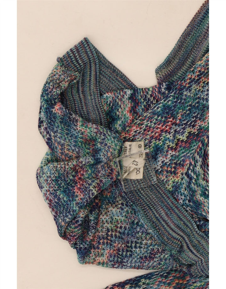 Vintage Mujer Top Manga Larga IT 42 Medio Multicolor Chevron Viscosa