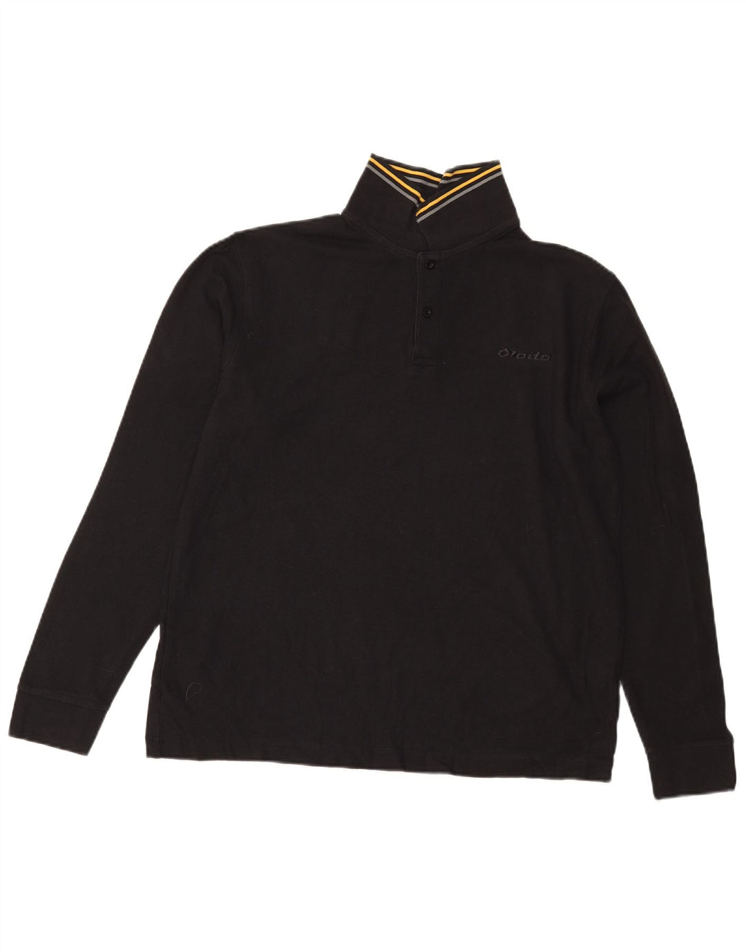 Lotto Polo de manga larga para hombre, talla grande, color negro