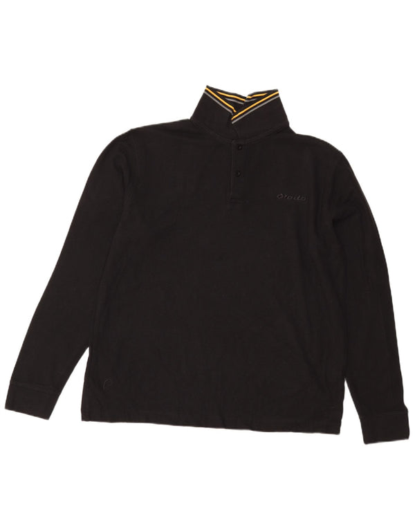 Lotto Polo de manga larga para hombre, talla grande, color negro