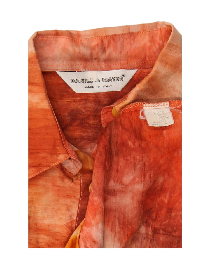 Daniel & Mayer Vestido camisero para mujer IT 46 Large Naranja Tie Dye Seda