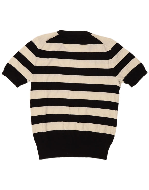 Zara Jersey de manga corta con cuello redondo para mujer, talla 40, XL, color negro a rayas