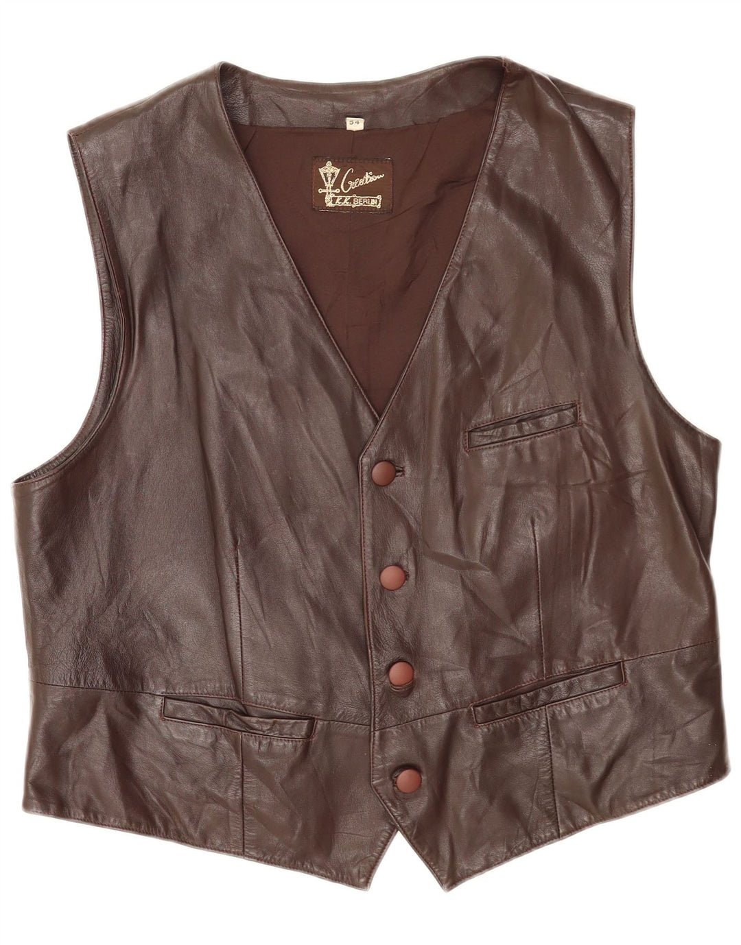 Creation Chaleco para hombre EU 54 2XL Cuero marrón
