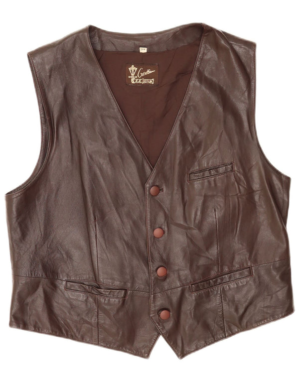 Creation Chaleco para hombre EU 54 2XL Cuero marrón
