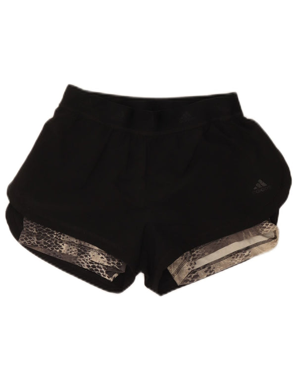 Adidas Mujer Climalite Sport Shorts UK 4/6 XS Negro Animal Print