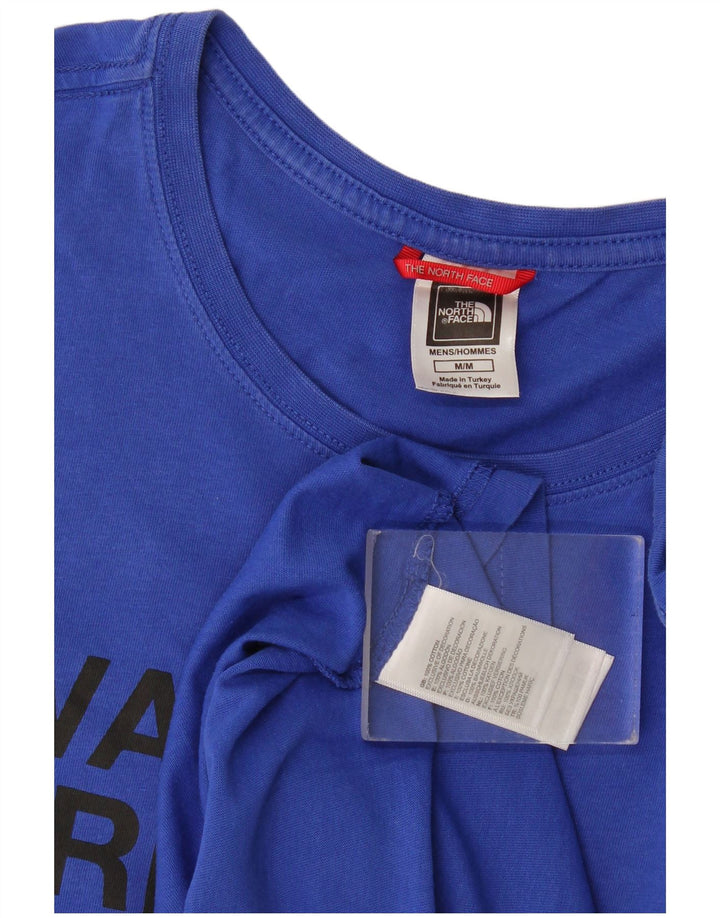 The North Face Hombre Camiseta Gráfica Top Algodón Azul Medio