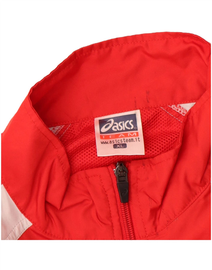 ASICS Chaqueta impermeable para hombre UK 42 XL Rojo Colorblock Poliéster