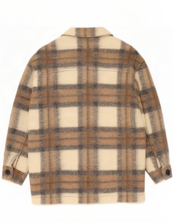 Zara Mujer Chaqueta utilitaria extragrande UK 44 Poliéster a cuadros beige medio