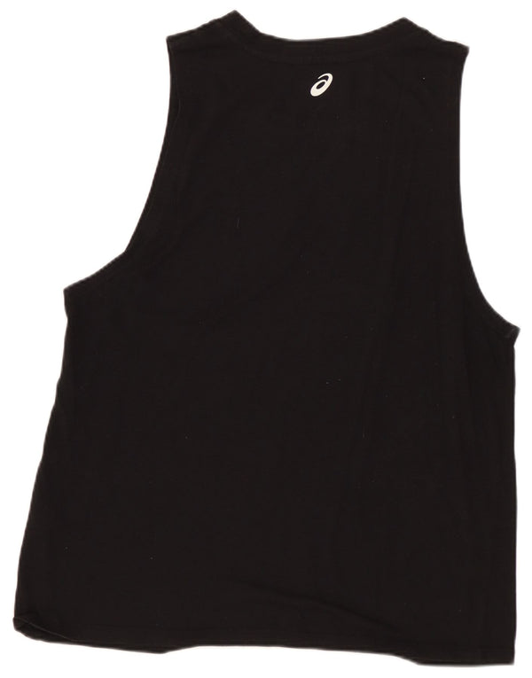 ASICS Top sin mangas gráfico para mujer UK 12 Medium Black