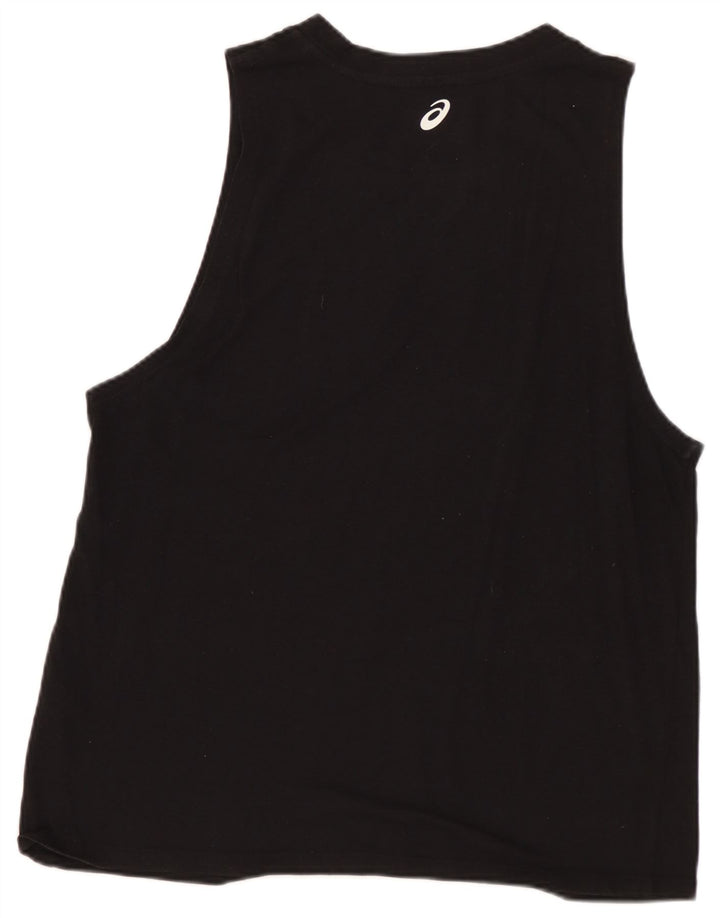 ASICS Top sin mangas gráfico para mujer UK 12 Medium Black
