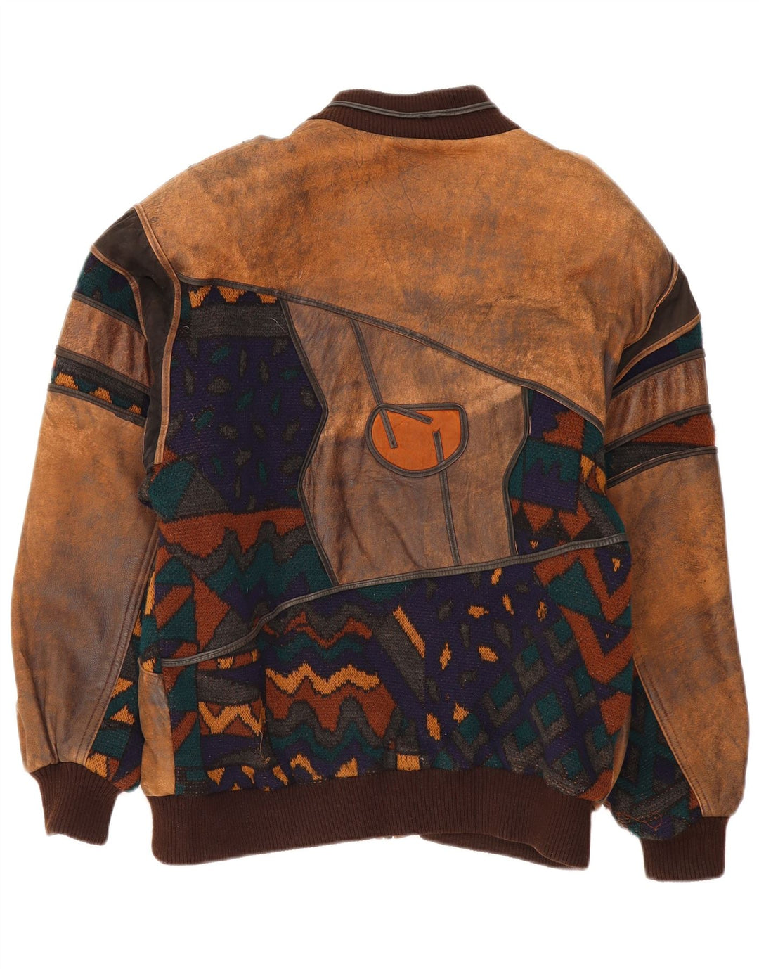 Vintage chaqueta de cuero para hombre IT 50 cuero geométrico marrón grande