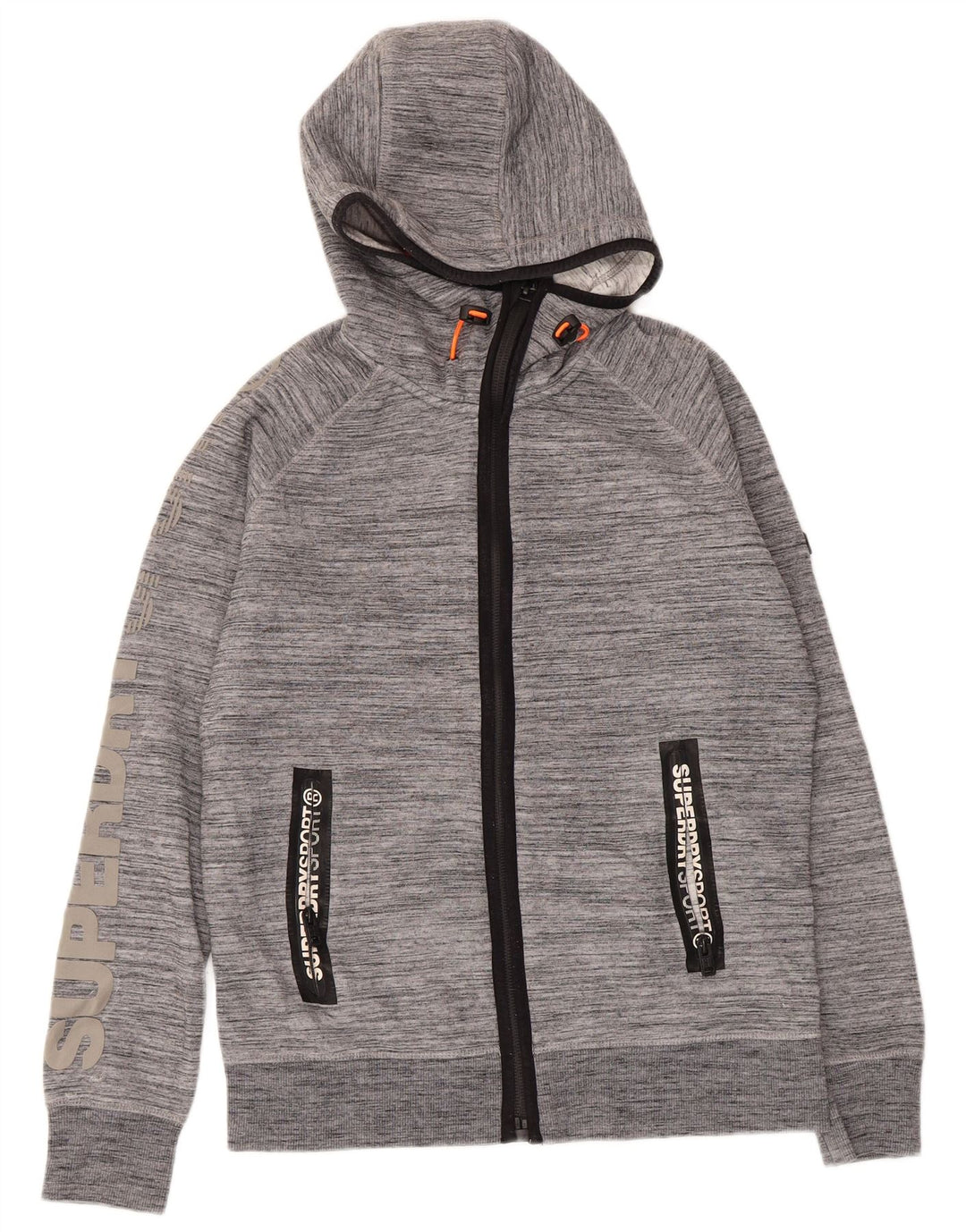Superdry Sudadera con capucha y cremallera gráfica para hombre Poliéster moteado en gris medio