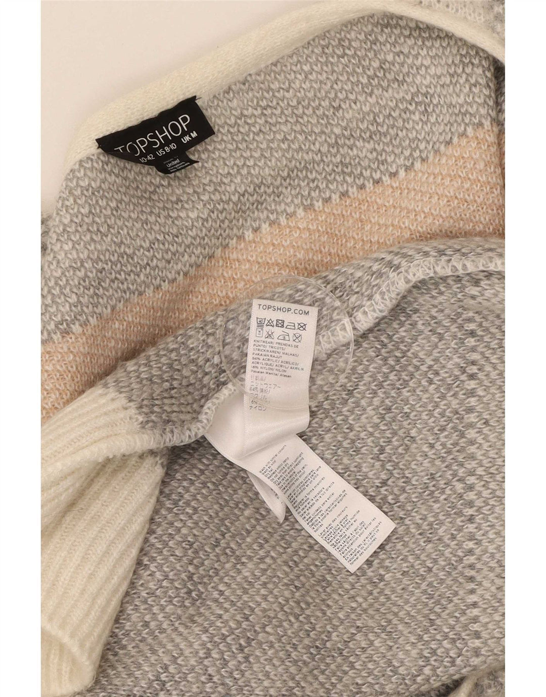 Topshop Cárdigan extragrande para mujer, talla 40, tamaño mediano, color beige, acrílico