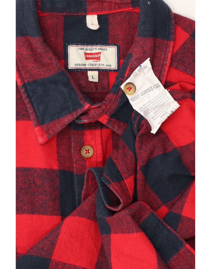 Camisa de franela Carrera para hombre de algodón a cuadros rojos grandes